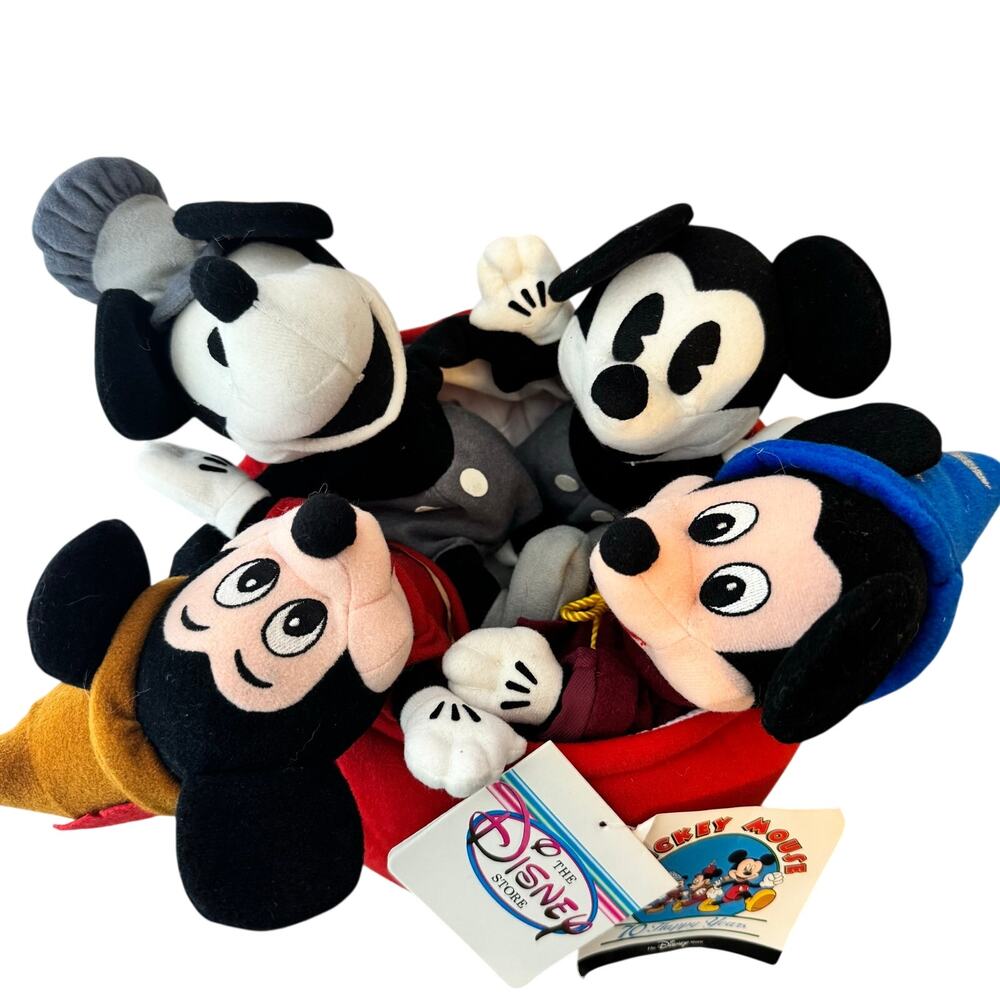 New DISNEY 70TH Anniversary MICKEY Mouse Bean Bag Plush Set TOY Lot Bundle VTG